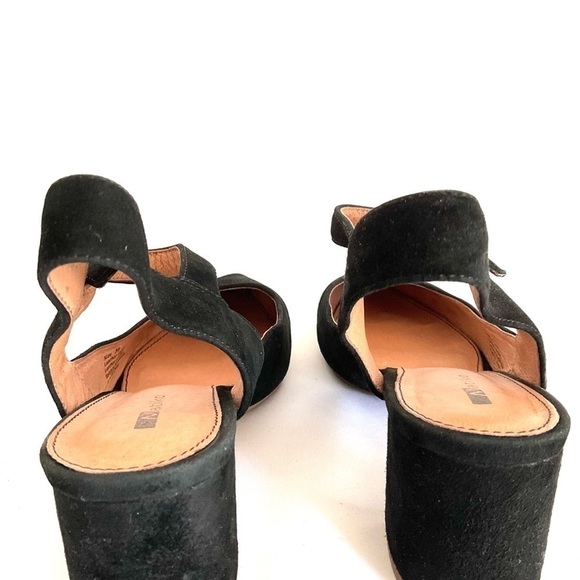 Chick Matiko black Leather Suede Pointed Toe Block Heel - Picture 2 of 6